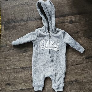 OshKosh Baby B'gosh Gray Hooded Coat One Piece Outerwear 3 Months Boy Girl